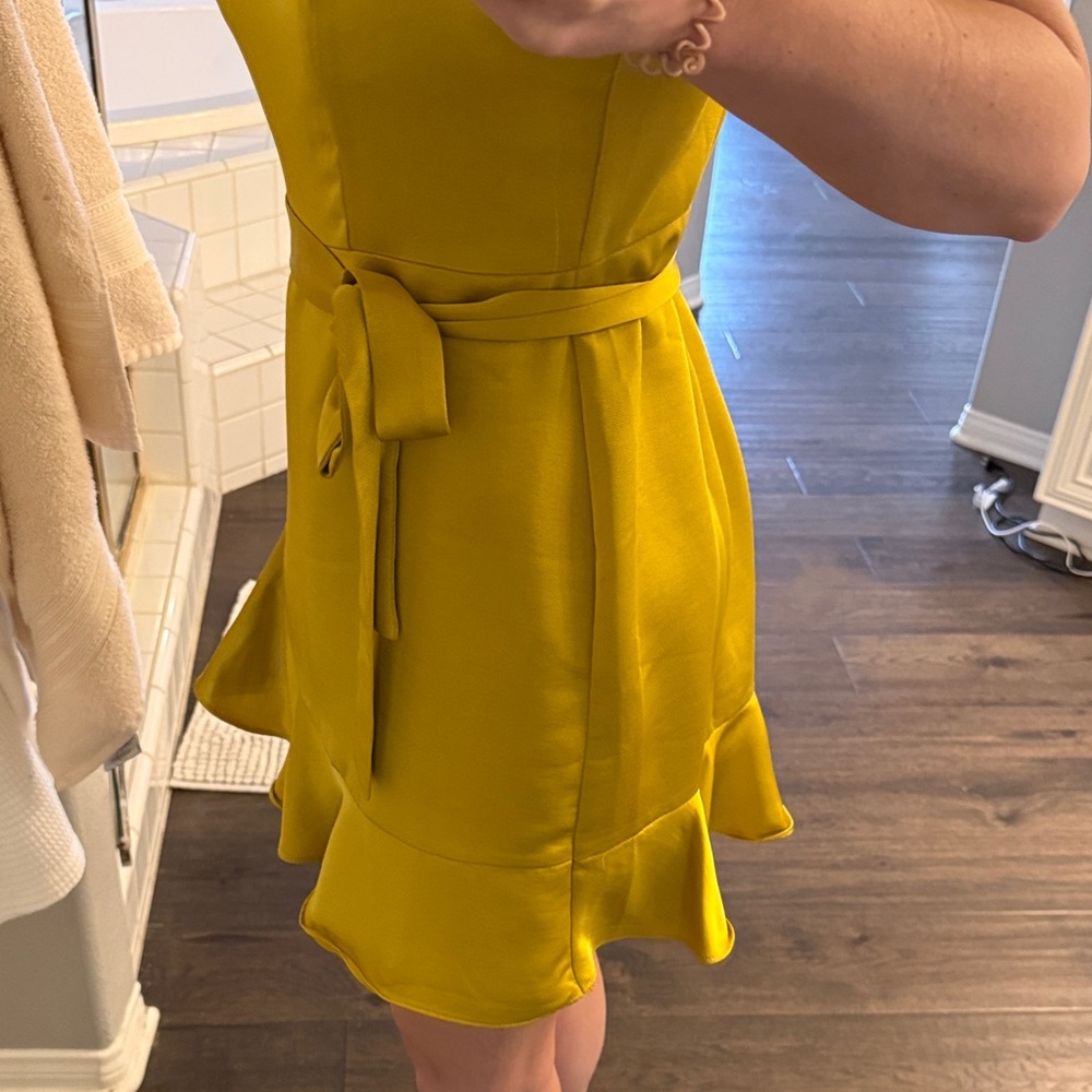 Lulu's Yellow Gold Ruffle Mini Dress - Picture 3 of 6